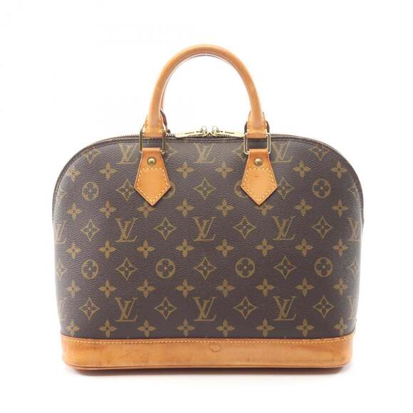 LOUIS VUITTON Authentic Brown Monogram Leather Alma PM Bag